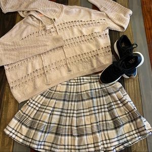 Faded Rose Plaid Pleated Skater Skirt XL NWT